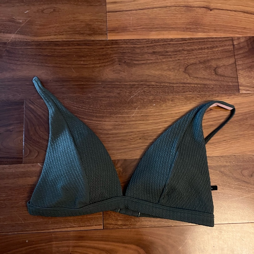 Sustainable J Crew army green bikini top